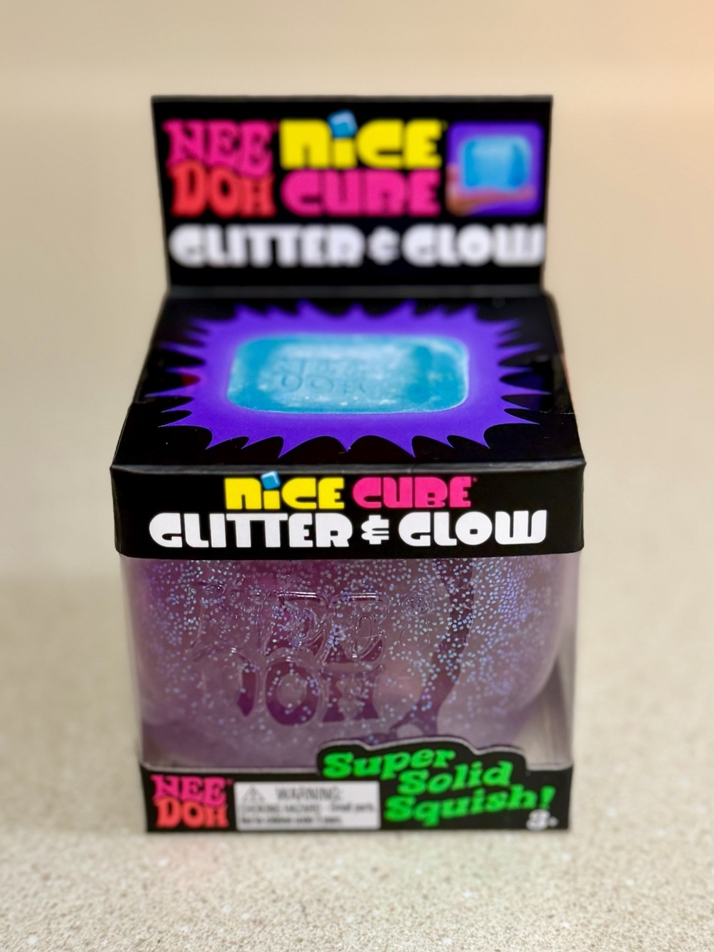 Nice Cube Glitter & Glow Purple Squishy by